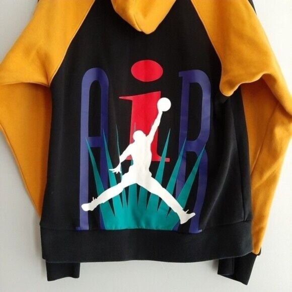 Nike Air JORDAN Legacy Flight Nostalgia AJ9 Hoodie Yellow Black Men's Sz S - Picture 5 of 16